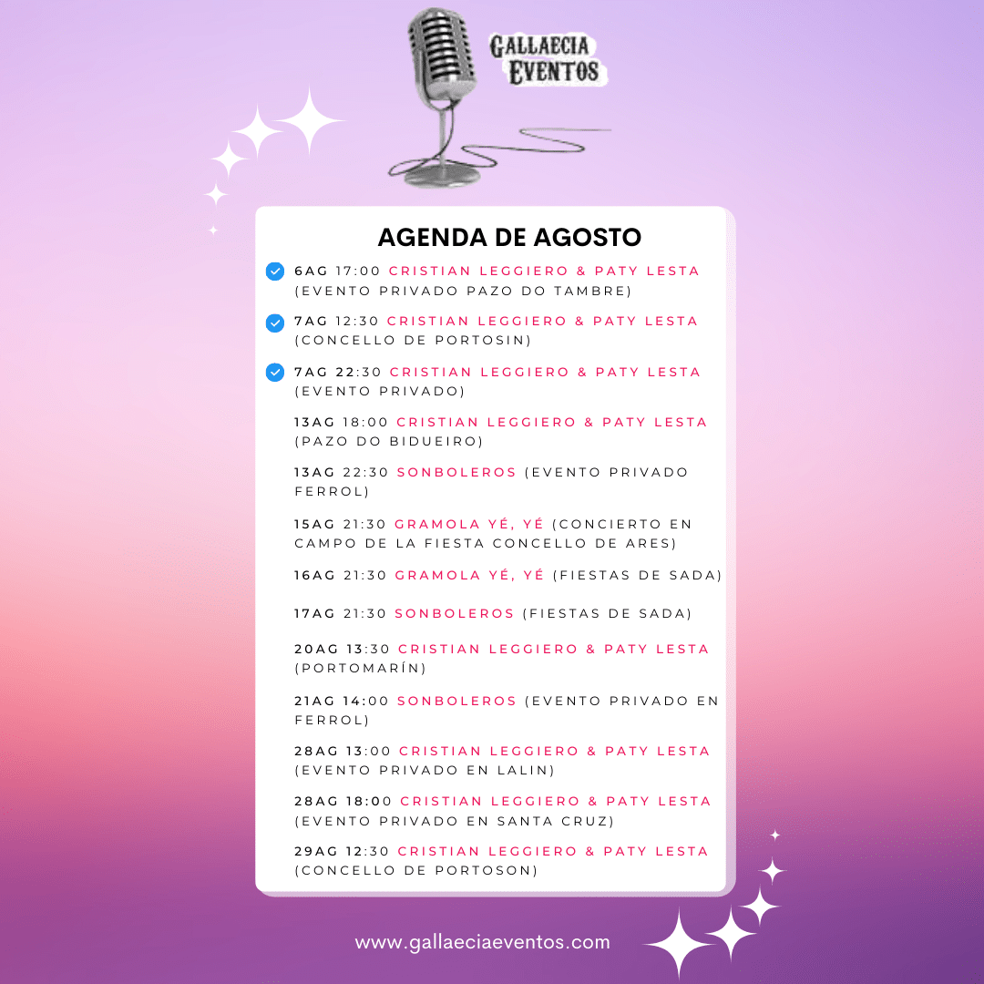 agosto de eventos por galicia